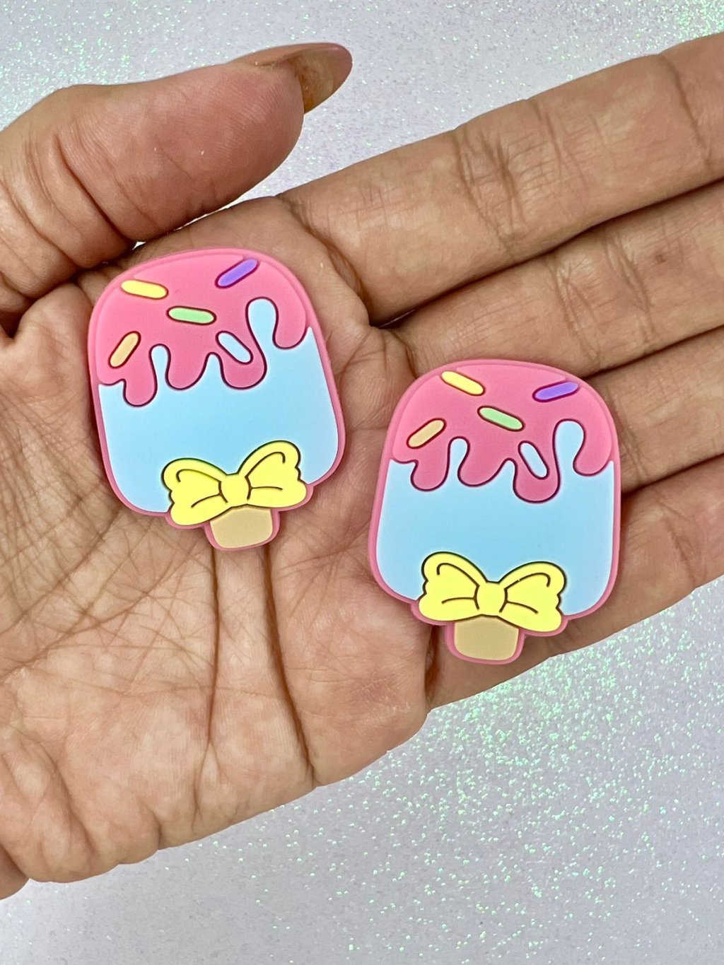 Aplique Emborrachado Picolé Ref:40367 Yama 40mm ROSA/AZUL 02Und