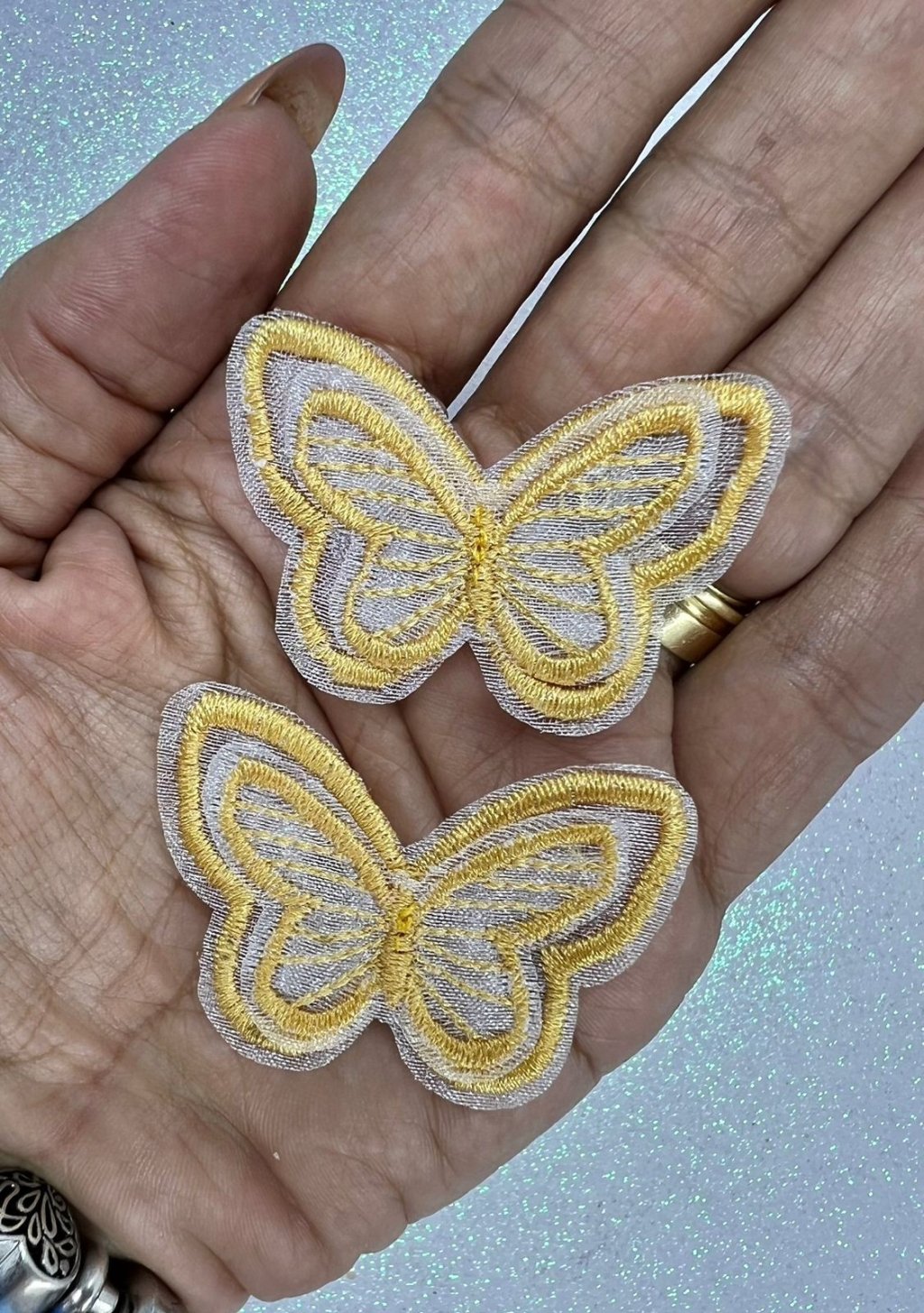 Aplique Borboleta Voil Dupla PatImport Ref:23849 DOURADO 50mm 02Und