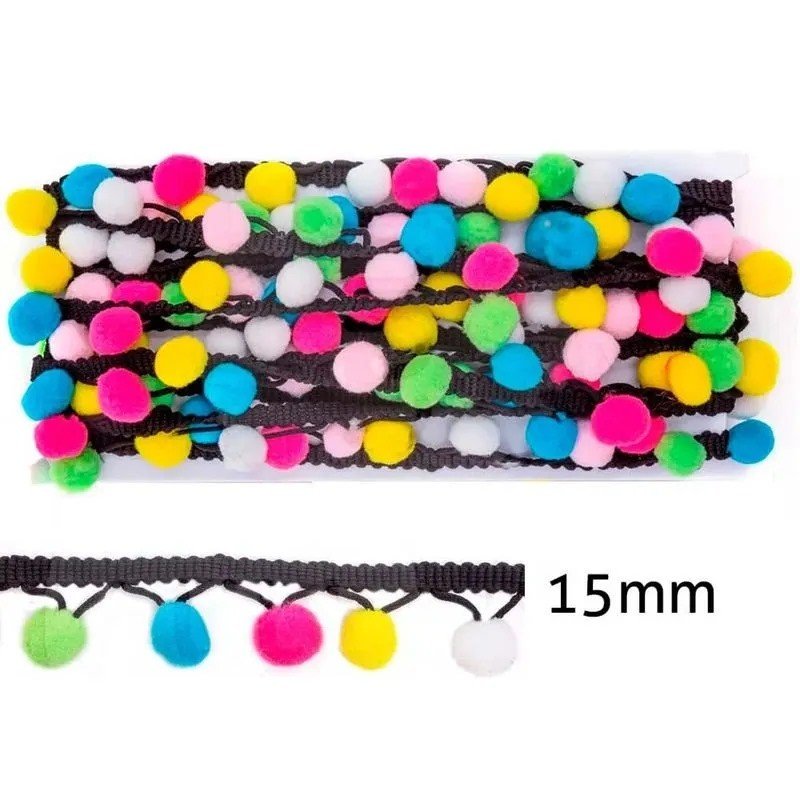 Grelô Luli Multicor/Preto 15mm 5,5mt