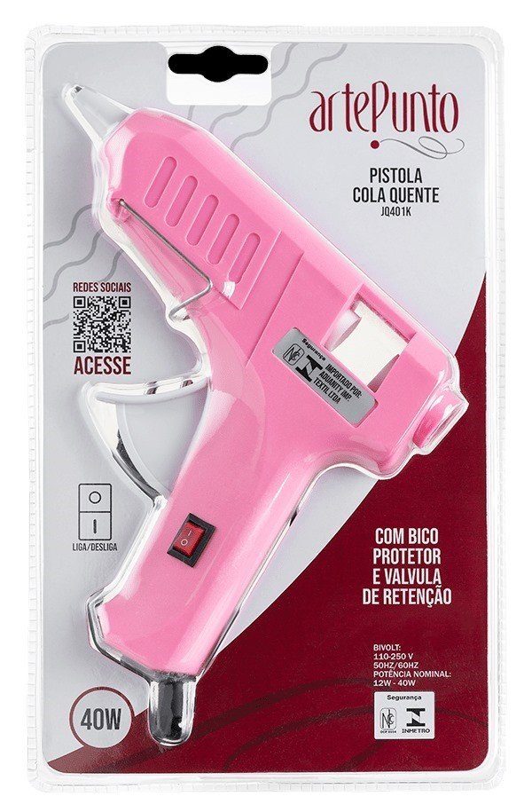 Pistola Cola Quente Grande ArtePunto Ref:PC004-011 LIGA/DESLIGA Rosa