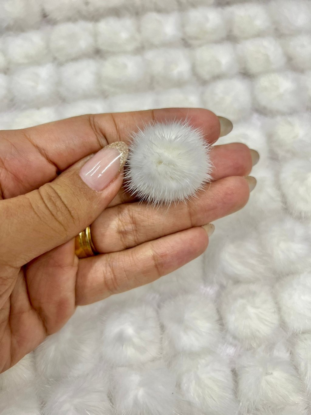 Meio Pompom Pelúcia Patimport Ref:023672 BRANCO 25mm 04und