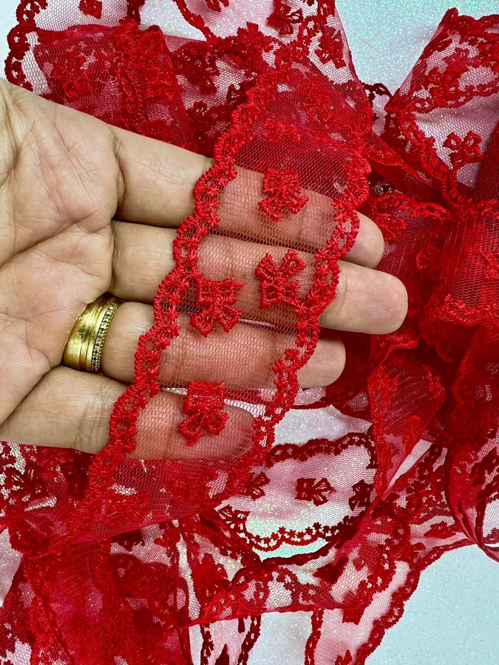 Fita Renda Voil LAÇO MILLI n°9 Ref:50247 VERMELHO 38mm 02mt