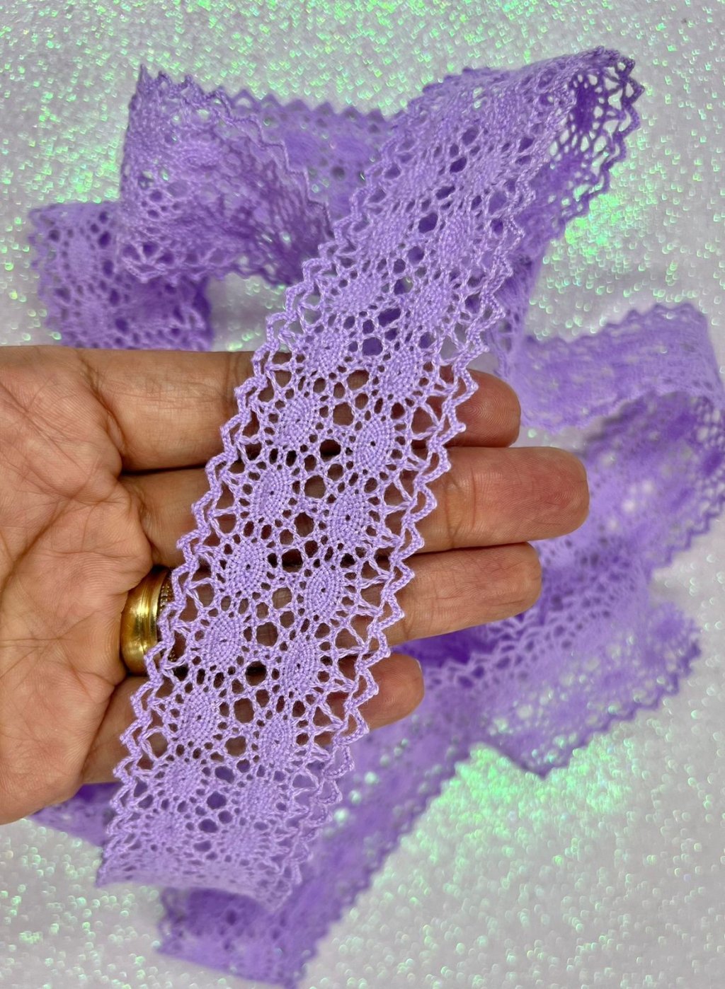 Fita Renda Algodão PatImport Ref:10479 LILÁS 38mm 02mt