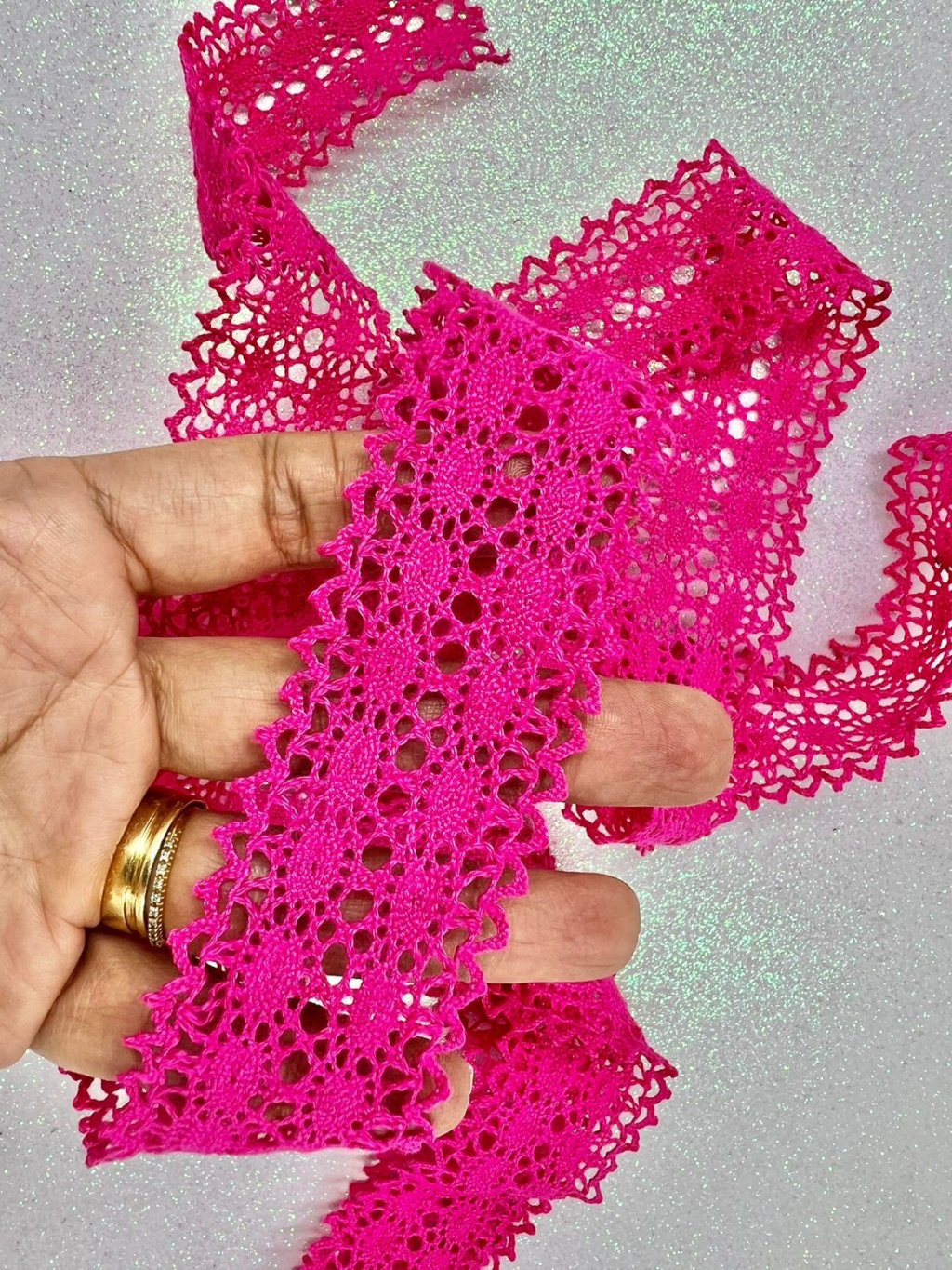 Fita Renda Algodão PatImport Ref:10479 PINK 38mm 02mt