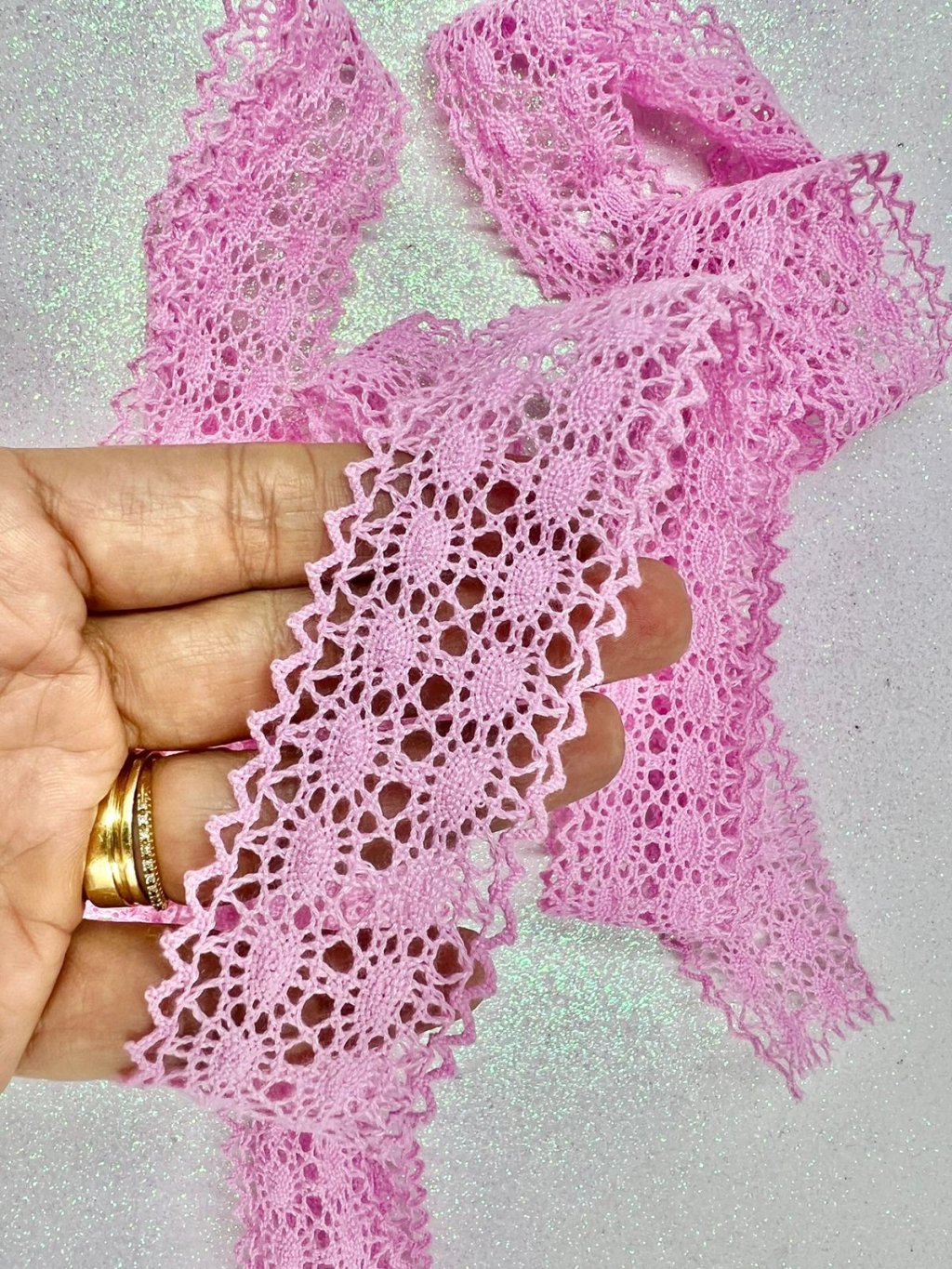 Fita Renda Algodão PatImport Ref:10479 ROSA 38mm 02mt