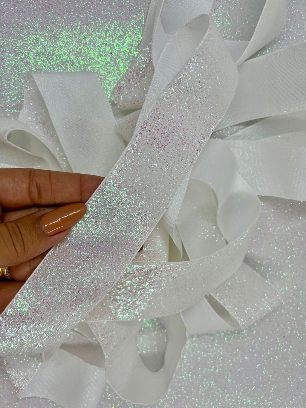 Fita Lurex Esponjosa Nybc n°9 BRANCA IRISADA 38mm 05mt