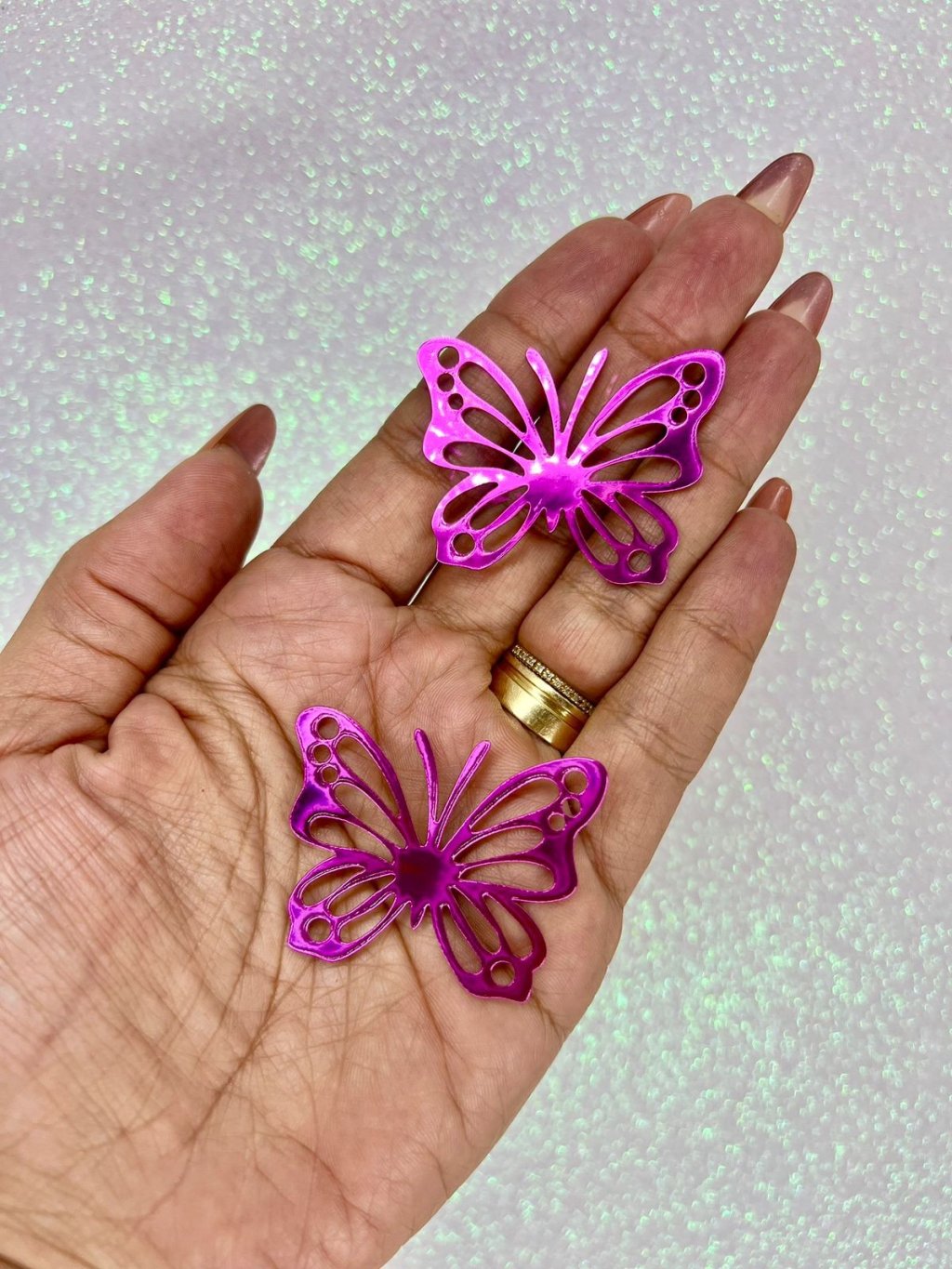 Aplique Borboleta Lonita Espelhada PatImport Ref:295452 PINK 45mm 02und