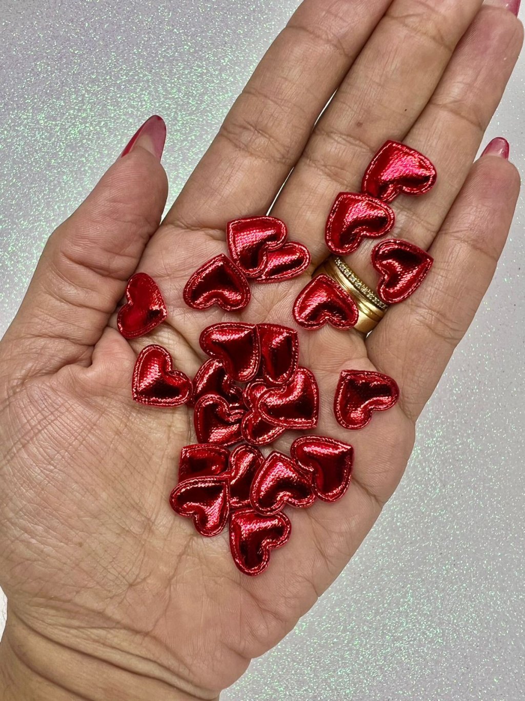 Aplique Mini Coração Metalizado Yama Ref:40369 VERMELHO 15mm 20und