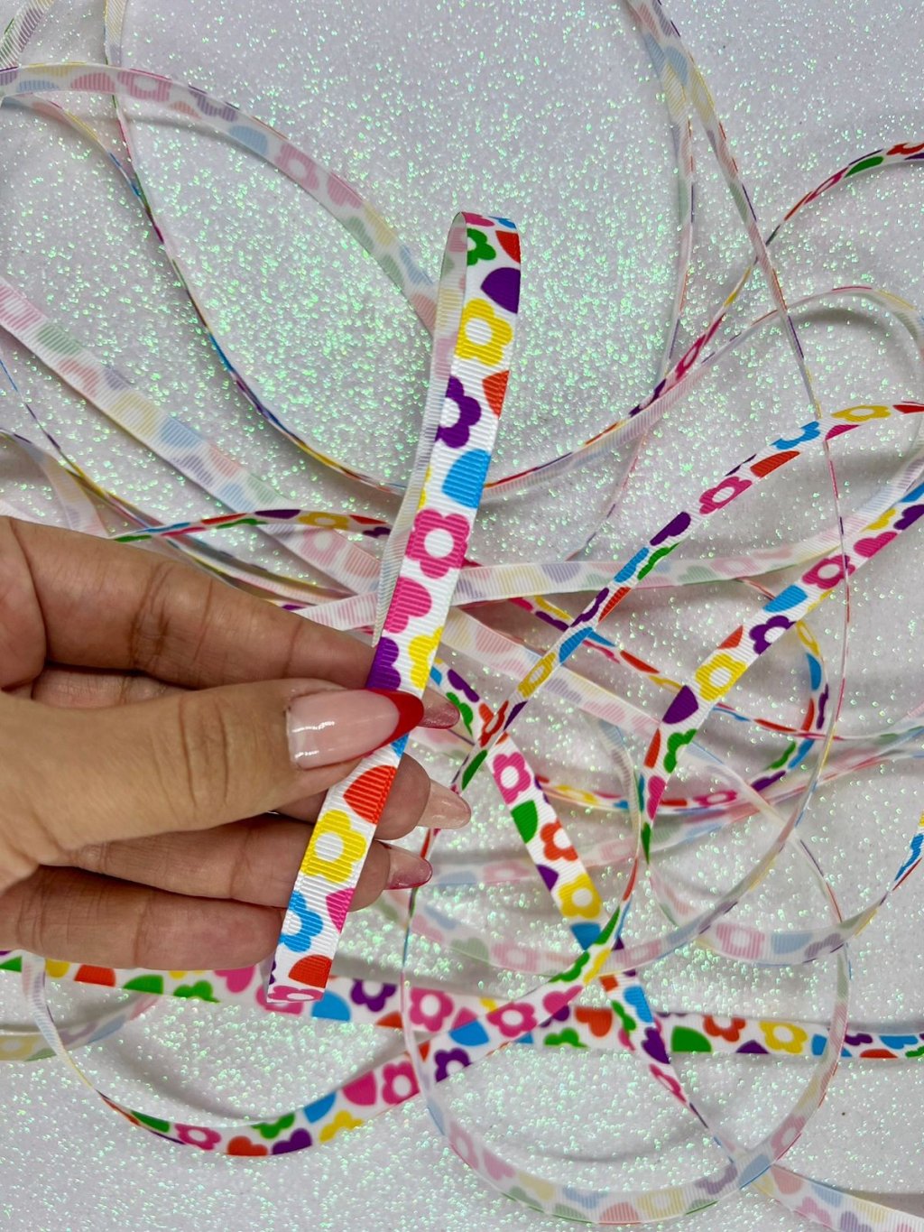 Fita Gorgurão Coração Floral Yama 10mm 05mt