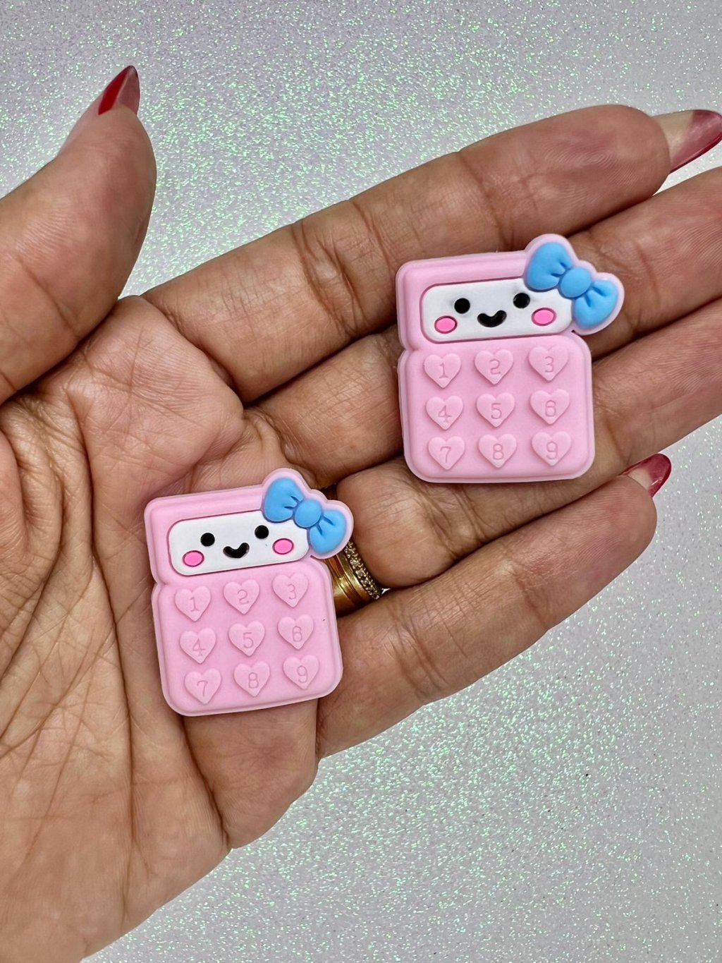 Aplique Emborrachado Calculadora Rosa Yama Ref:43166 30mm 02und