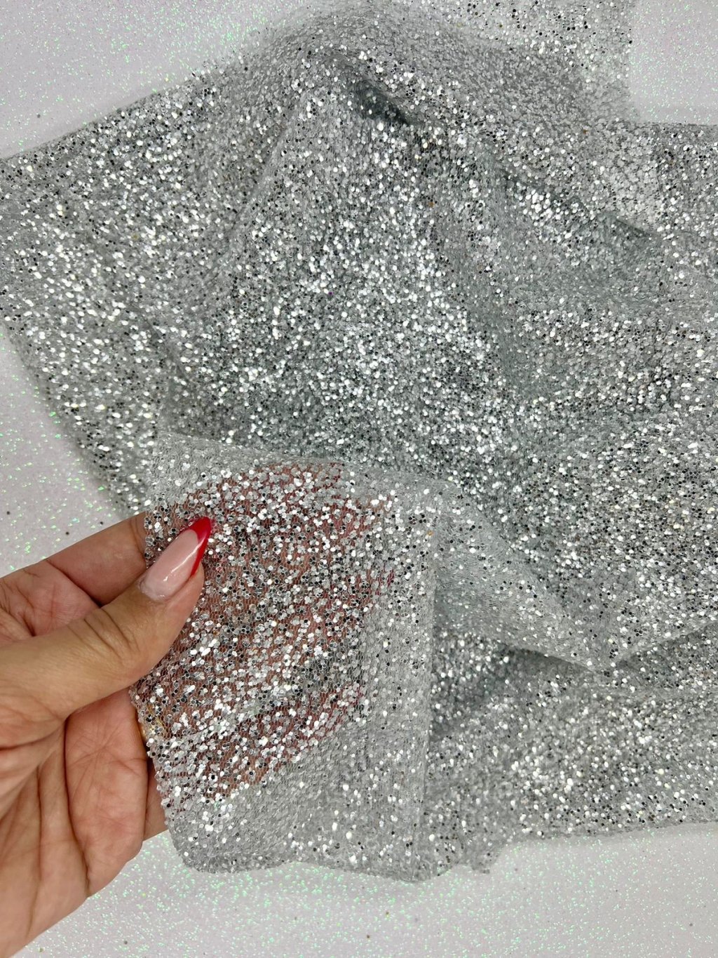 Tule Gliter Flocado PatImport Ref:110212 PRATA 40x25cm