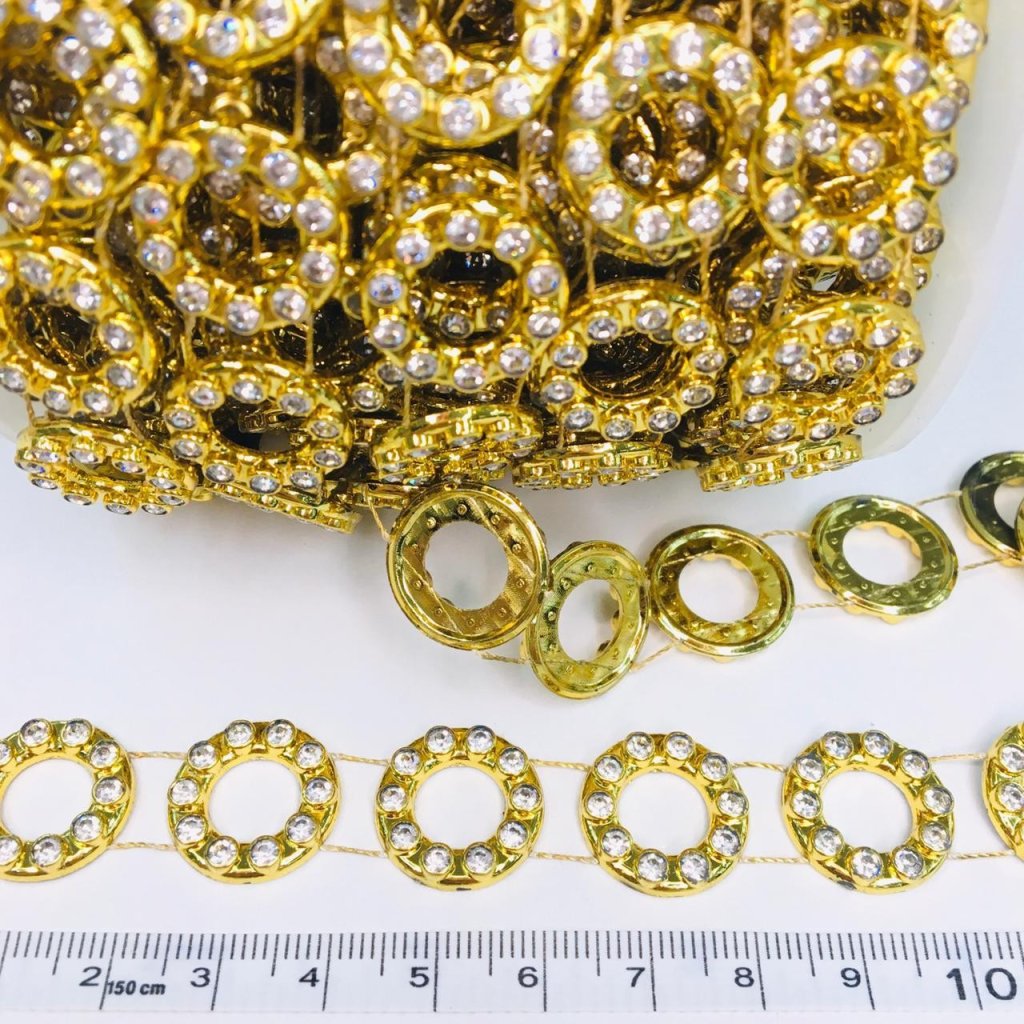 Ajofre/Strass Redondo NYBC Ref:SPF-49-15 OURO 15mm