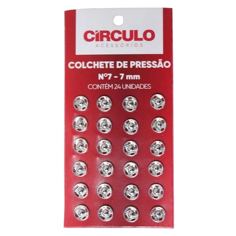 Colchete Pressão Circulo 7mm PRATA 24und