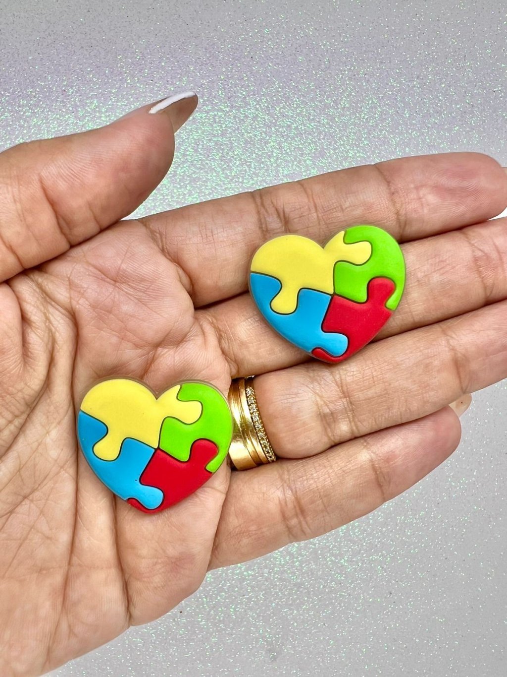 Aplique Emborrachado Coração Autismo FrrImport Ref:2676 30mm 02und