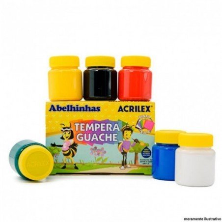 Kit Tinta Tempera Guache Acrilex SORTIDA 15ml 06Und