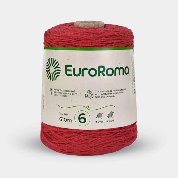 Barbante Euroroma n°6 VERMELHO Cor1000 610mt 600g