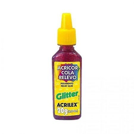 Cola Relevo Acricor Glitter Acrilex Cor205-VERMELHO 20g
