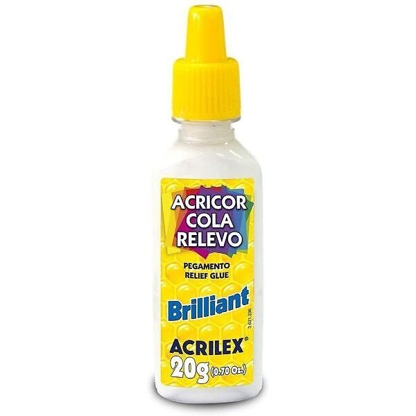 Cola Relevo Acricor Brilliant Acrilex Cor519-BRANCO 20g