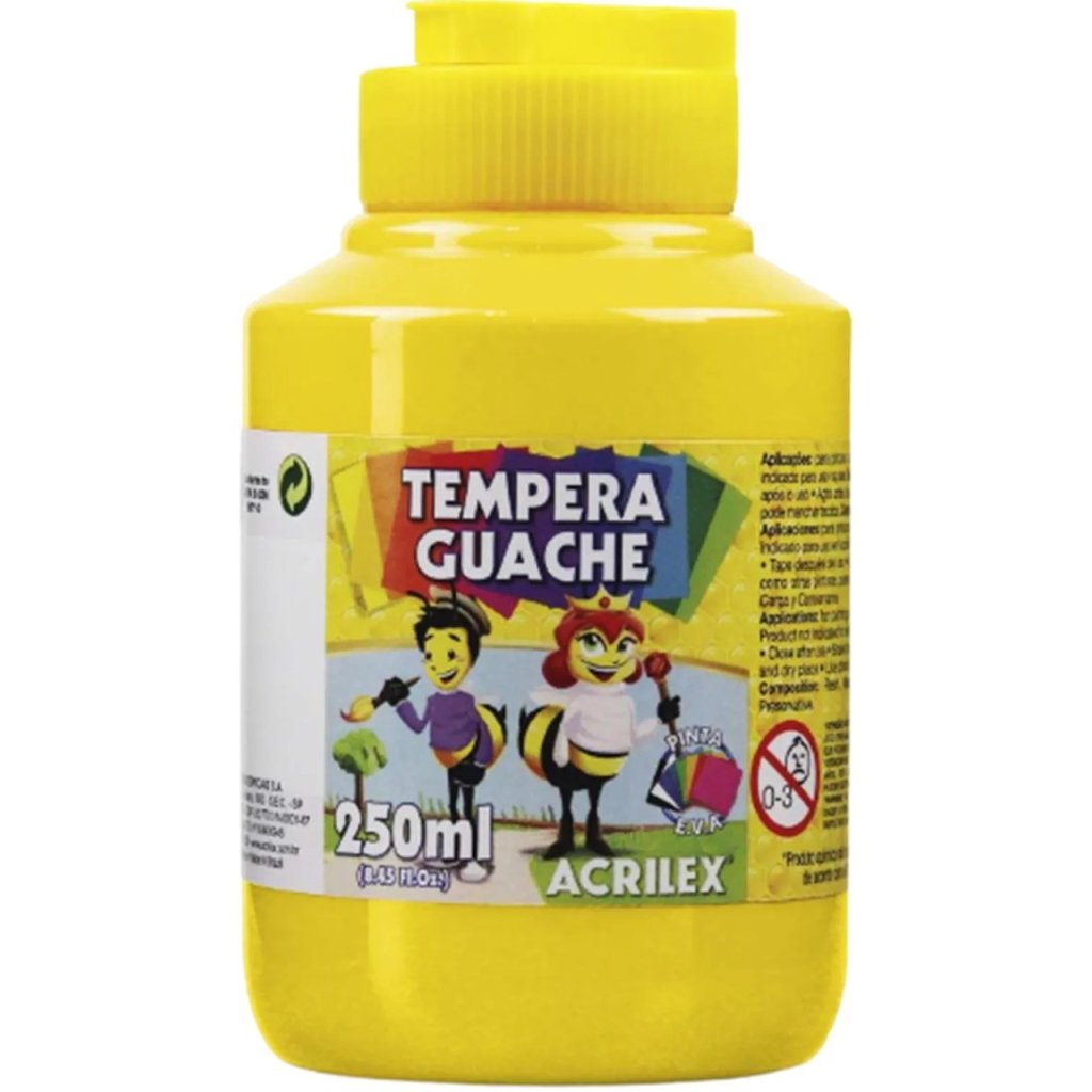 Tinta Tempera Guache Acrilex cor505-AMARELO OURO 250ml