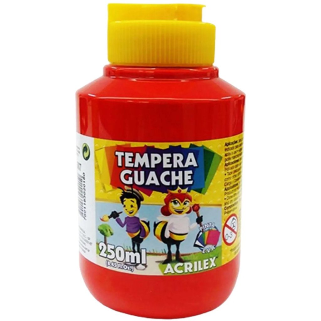 Tinta Tempera Guache Acrilex cor507-VERMELHO FOGO 250ml