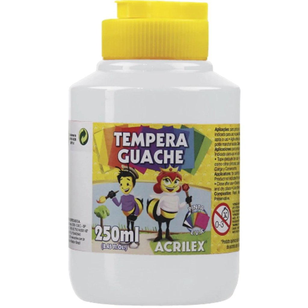 Tinta Tempera Guache Acrilex cor519-BRANCO 250ml