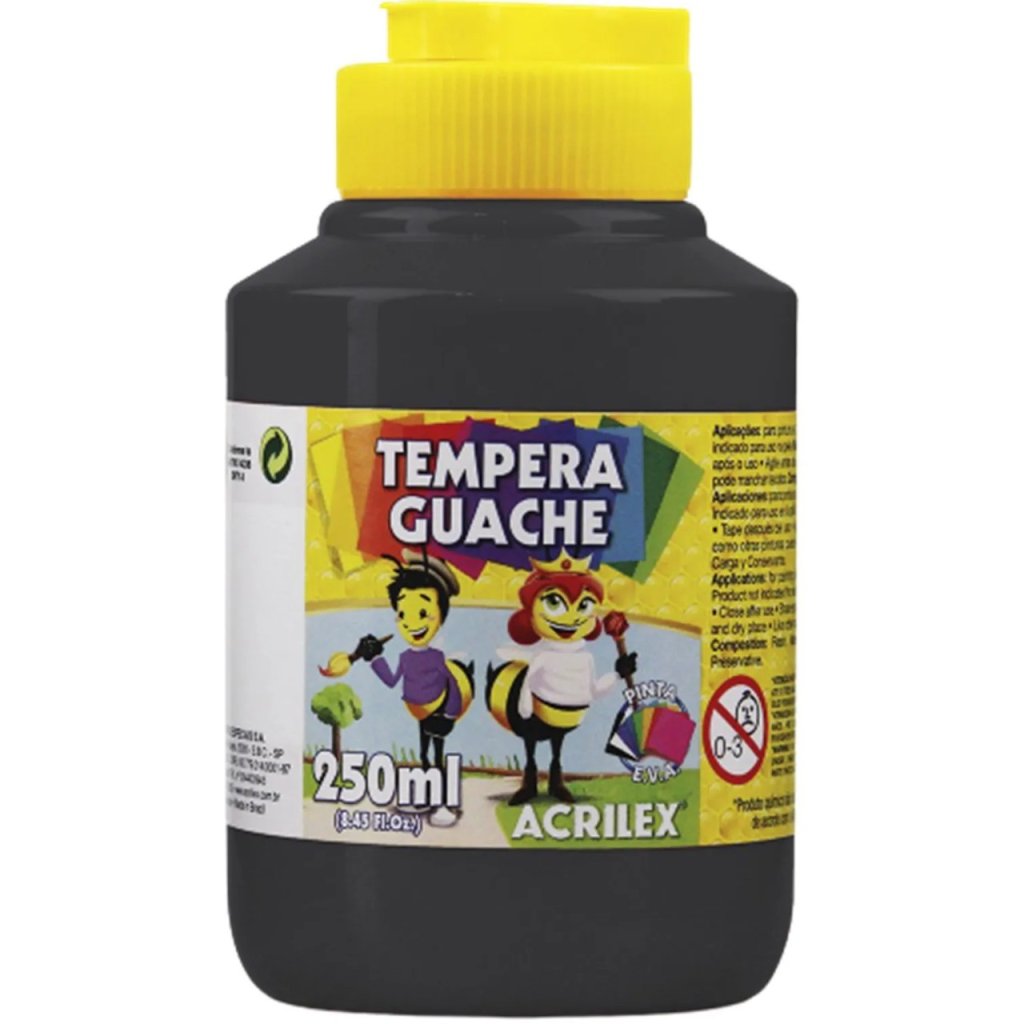 Tinta Tempera Guache Acrilex cor520-PRETO 250ml