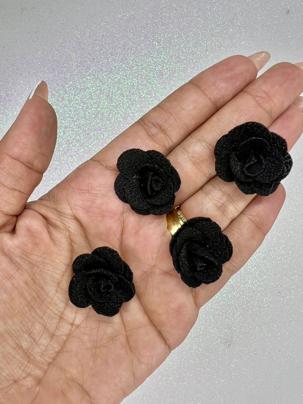 Rosa tecido poliéster 3,0cm PRETO Ref:933043 LIMPORT 05und