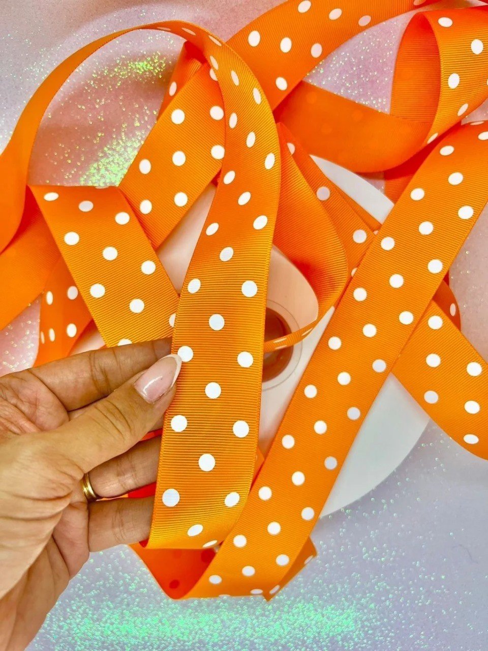 Fita Gorgurão Poá Yama Cor668-TANGERINE 38mm 05mt