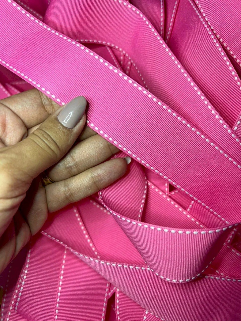 Fita Gorgurão Yama Pespontada n°9 Cor156-HOT PINK 38mm 05mt