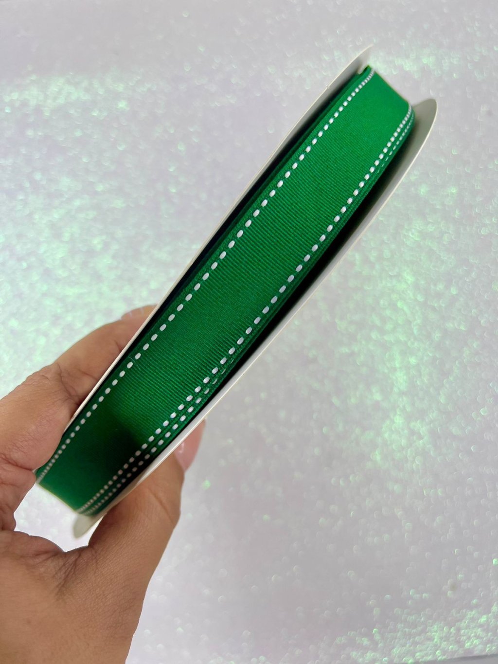 Fita Gorgurão Yama Pespontada n°5 Cor587-FOREST GREEN 22mm 05mt