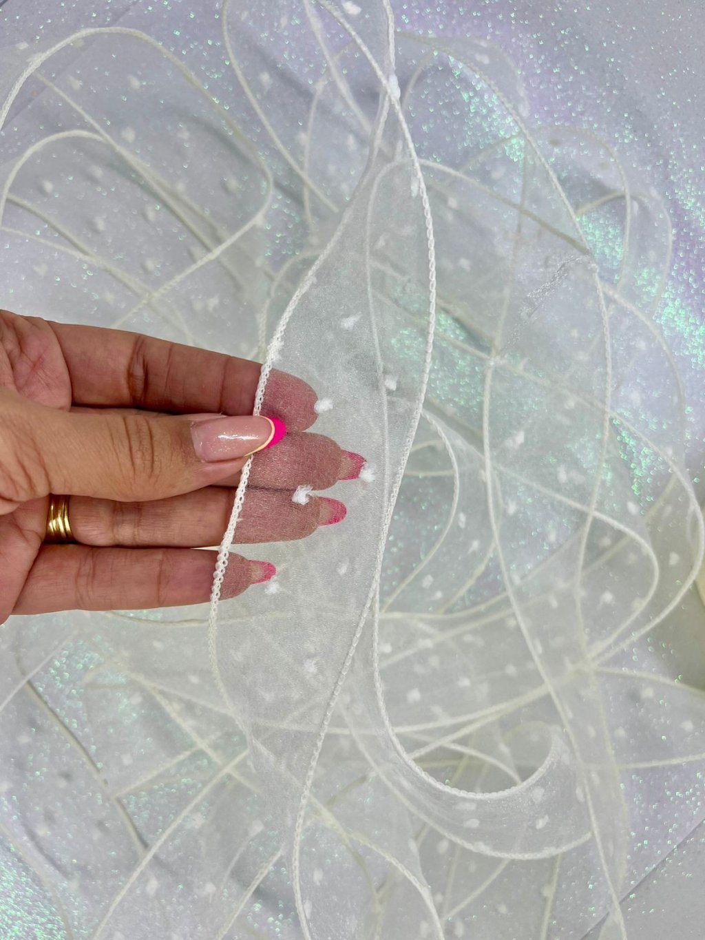 Fita Organza Poá Yama n°9 OFFWHITE 38mm 02mt