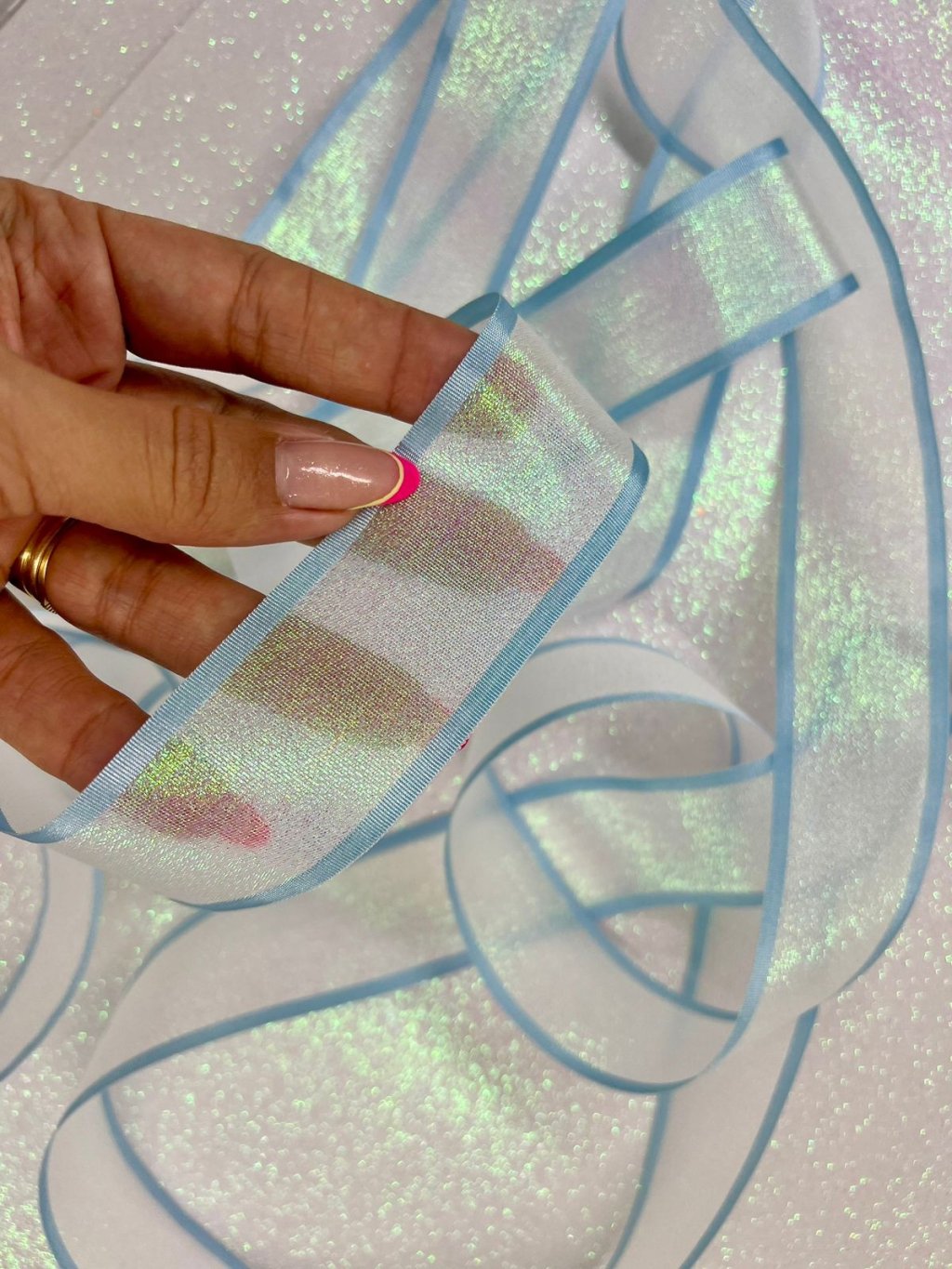 Fita Organza Metálica Yama n°9 Cor332-AZUL 38mm 02mt 