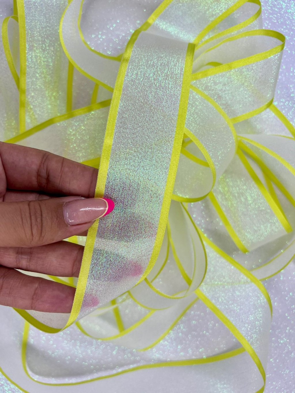 Fita Organza Metálica Yama n°9 Cor640-AMARELA 38mm 02mt 