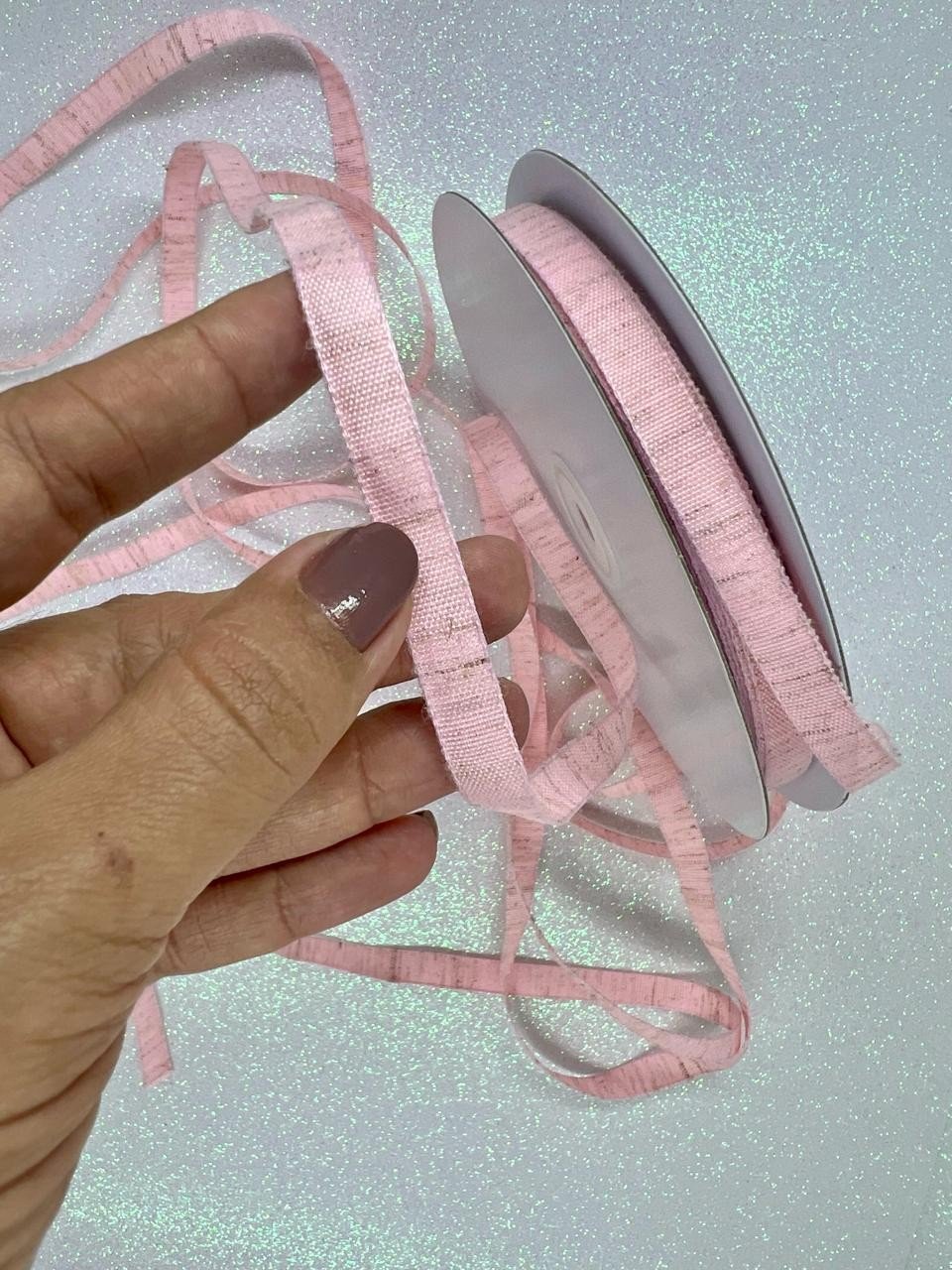 Fita Linho Mesclada Yama n°2 Cor123-PEARL PINK 9mm 05mt