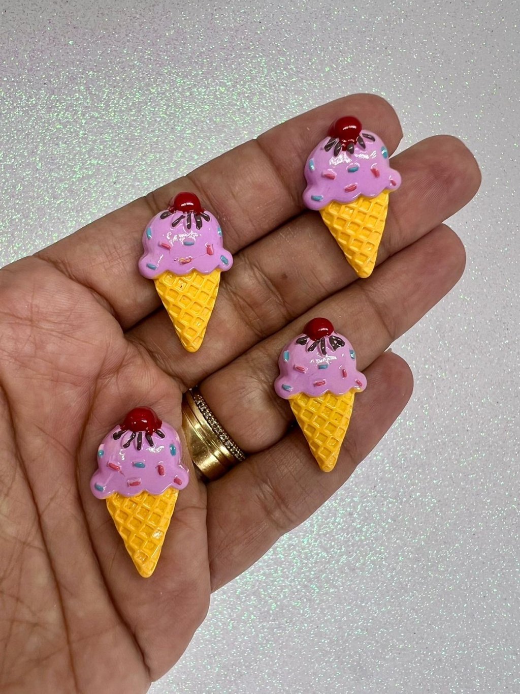 Aplique Resina Sorvete Casquinha Ref:102589 Yama LILÁS 30mm 04Und 