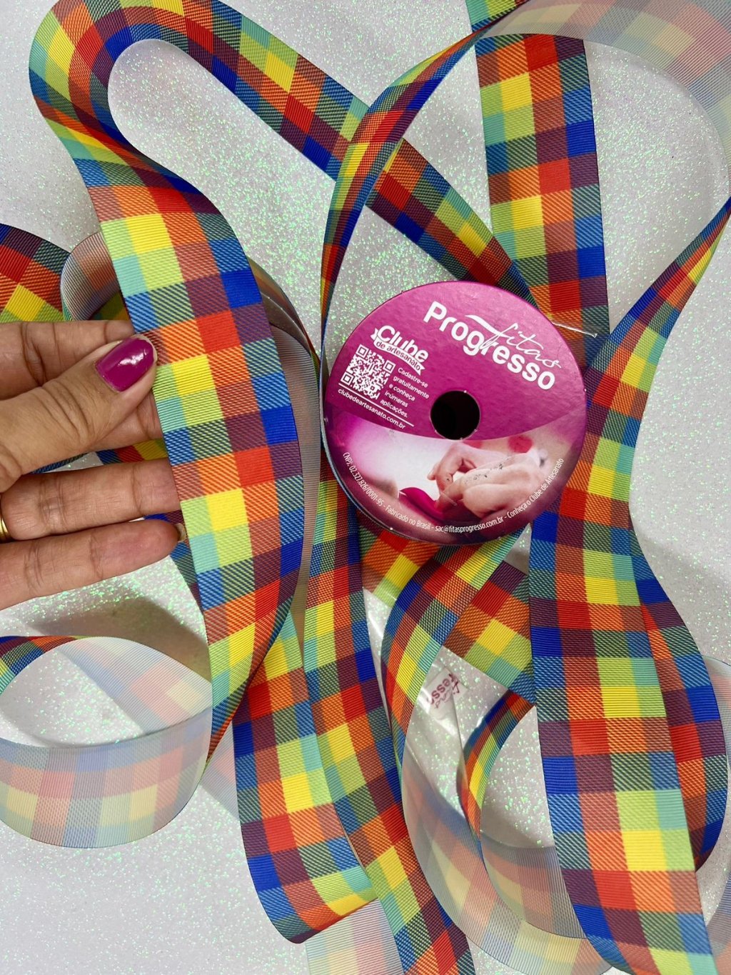 Fita Gorgurão Progresso XADREZ Ref:EGP009TR Cor274 38mm