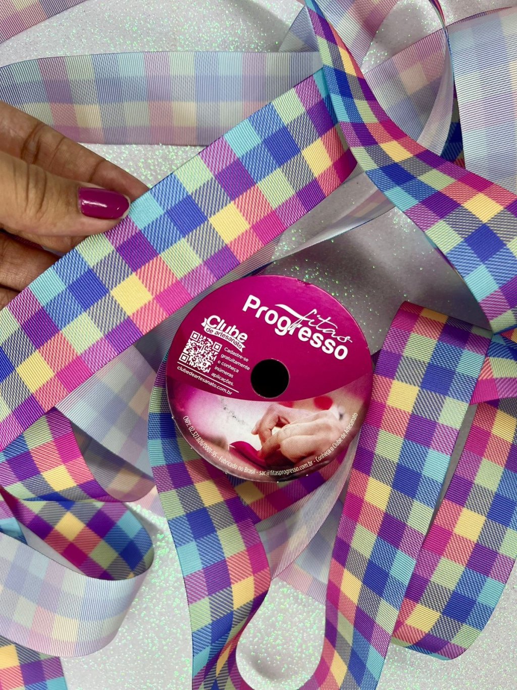 Fita Gorgurão Progresso p/Laços XADREZ Ref:EGL009TR Cor042 38mm