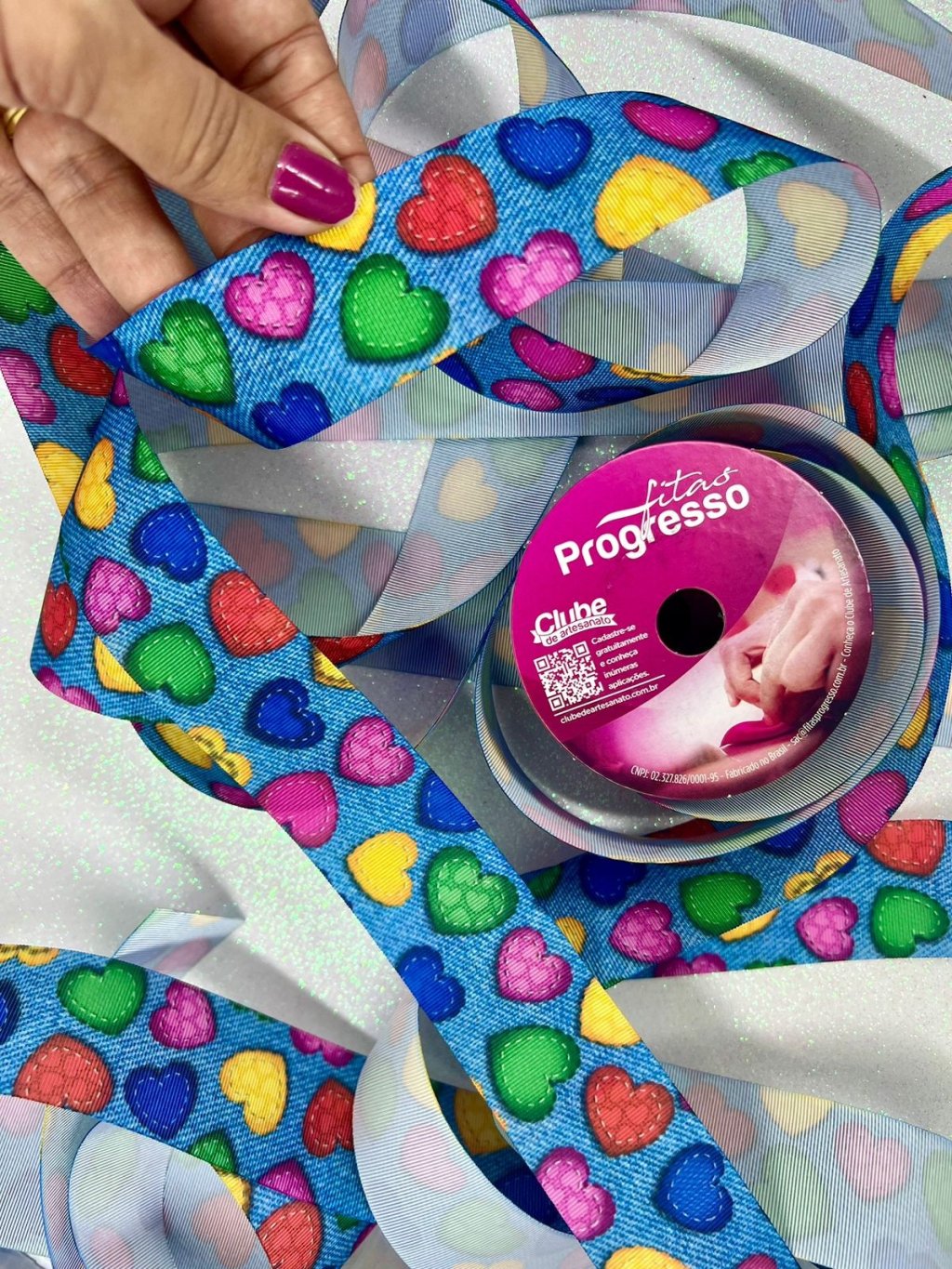 Fita Gorgurão Progresso Jeans Coração Pesp Ref:EGP009TR Cor325 38mm