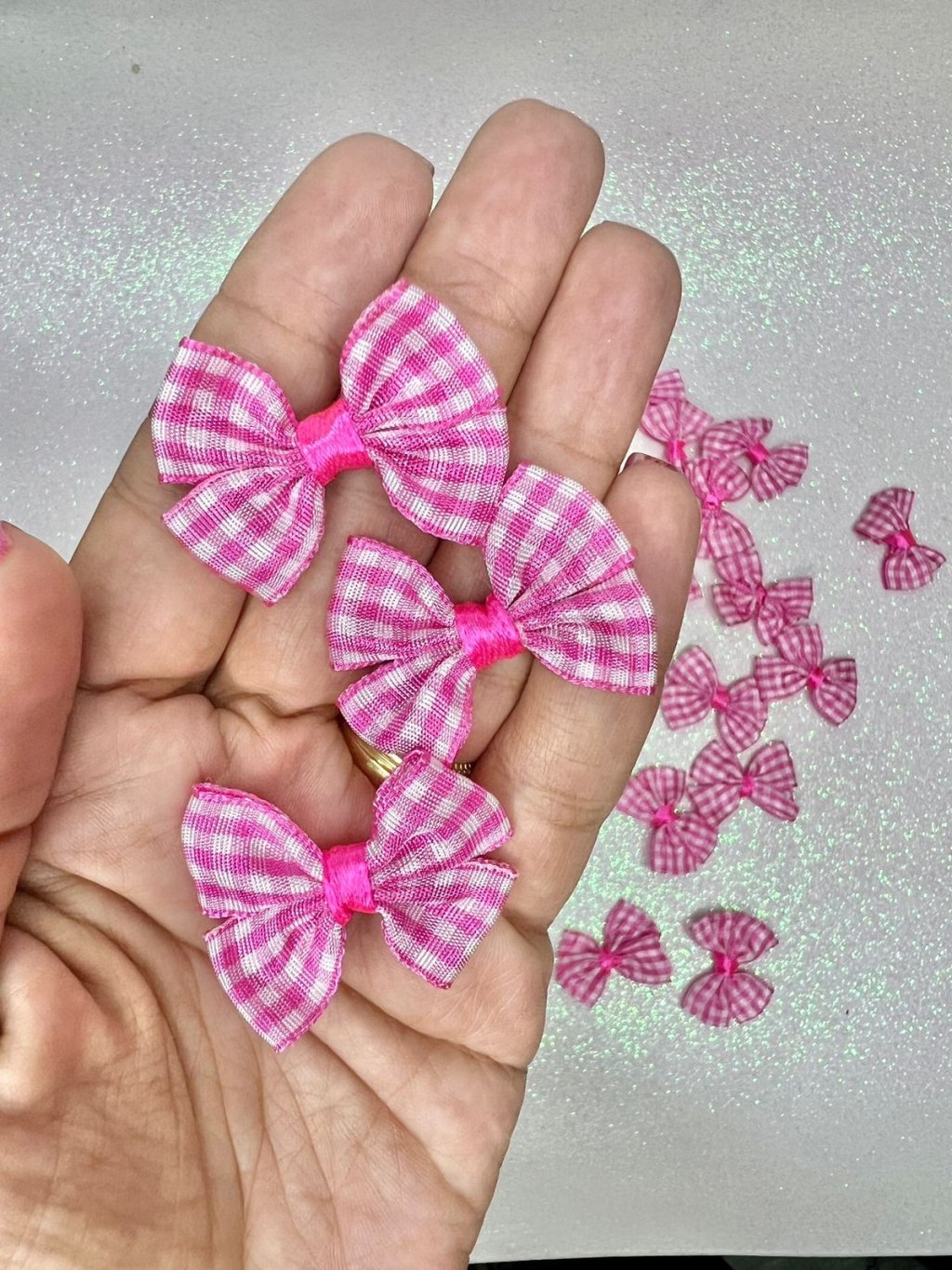 Aplique Tecido Xadrez Nybc Ref:APL-038-38 ROSA ESCURO 35mm 10und