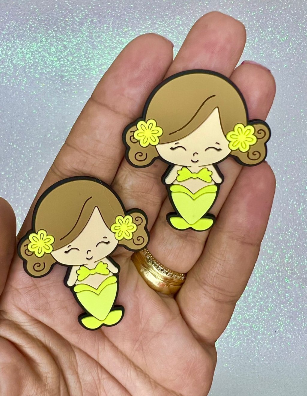 Aplique Emborrachado Yama SEREIA Ref:38975 AMARELO/CABELO CASTAN 45mm 02und