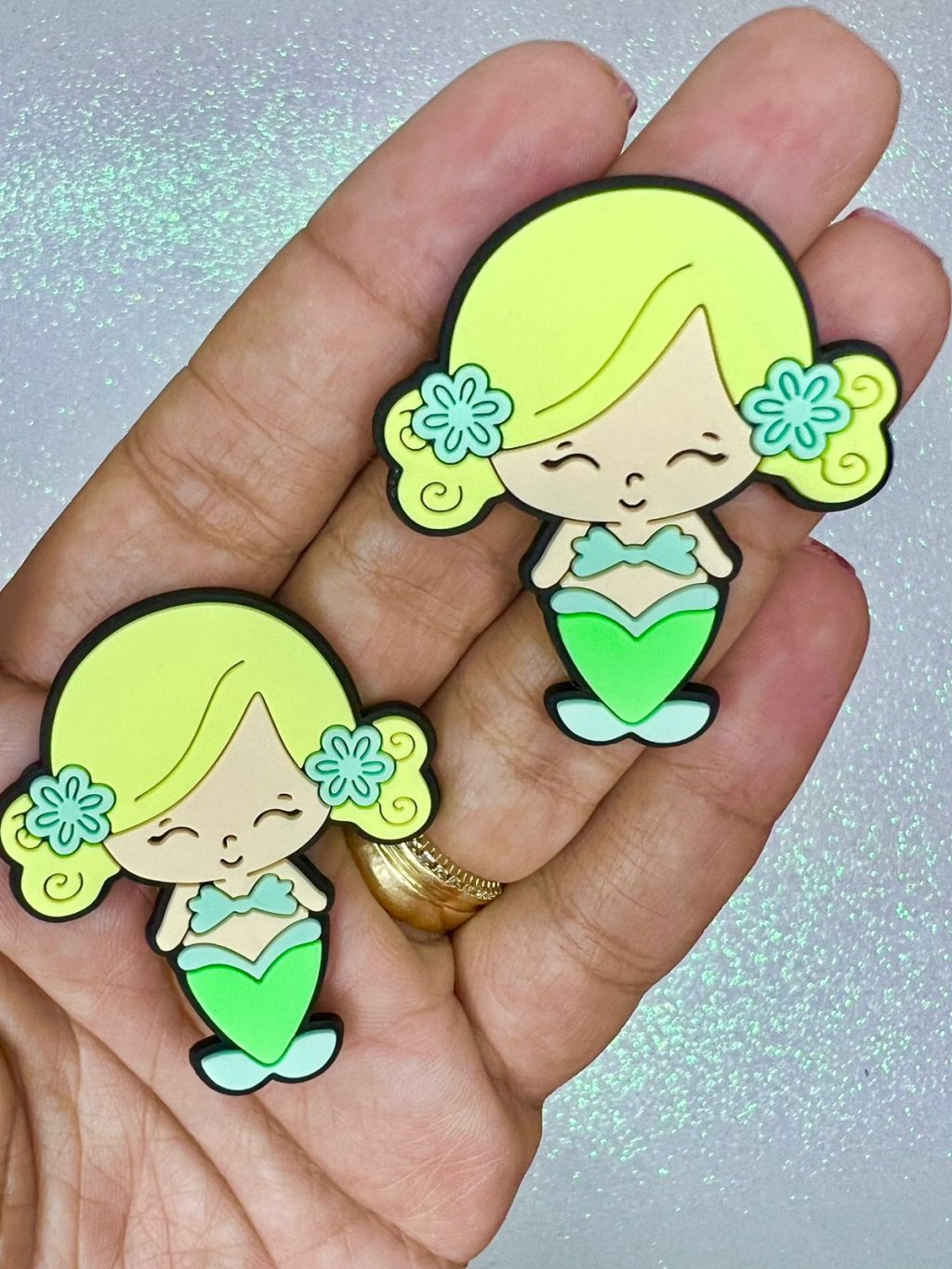 Aplique Emborrachado Yama SEREIA Ref:38975 VERDE/CABELO LOIRO 45mm 02und