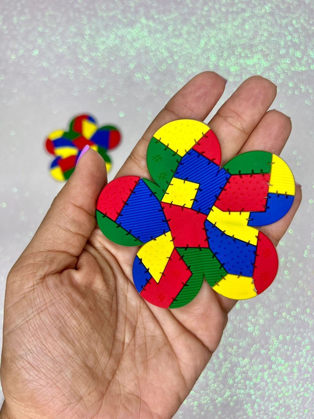 Aplique Emborrachado Flor Retalho FrrImport Ref:2814 VERMELHO 80mm 01und