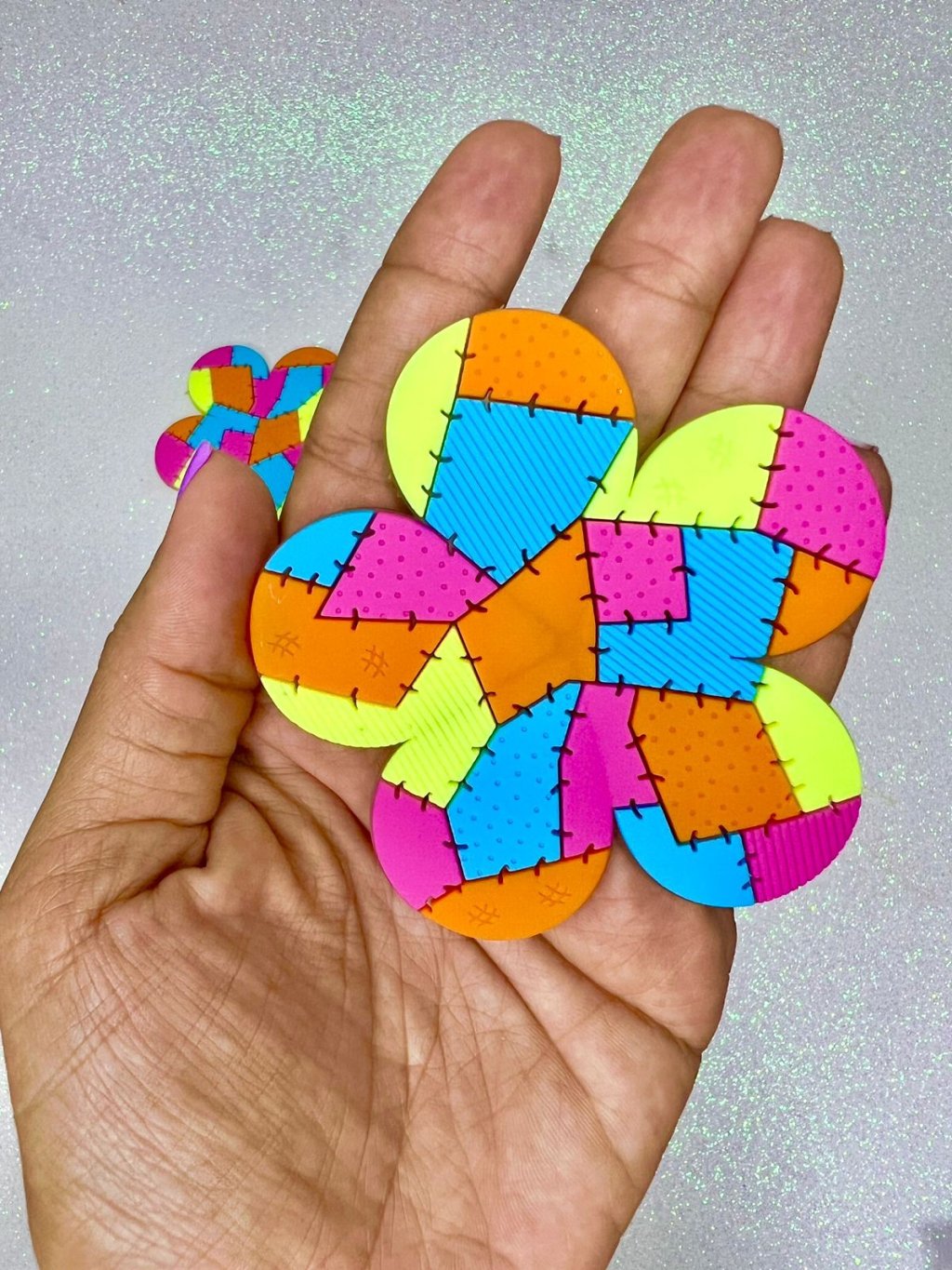 Aplique Emborrachado Flor Retalho FrrImport Ref:2814 ROSA 80mm 01und