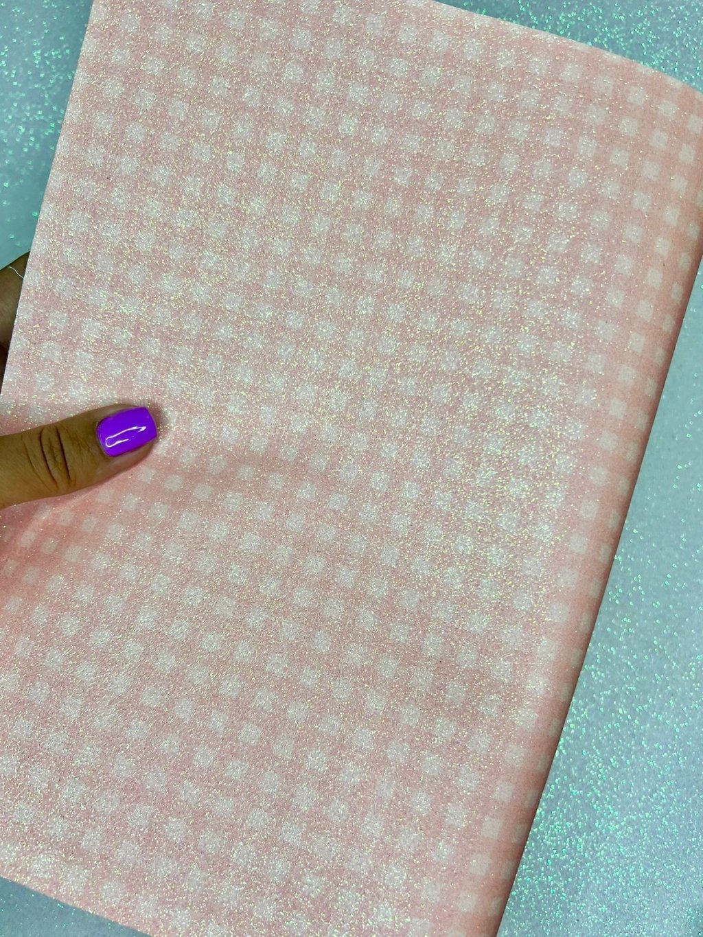 Lonita Gliter Estampa (XADREZ ROSA CLARO) ArtBless Ref:1228 26x40cm FOLHA