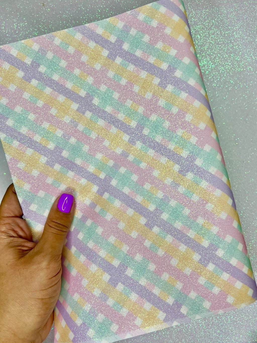 Lonita Gliter Estampa (XADREZ MULTICOR CANDY) ArtBless Ref:1228 26x40cm FOLHA