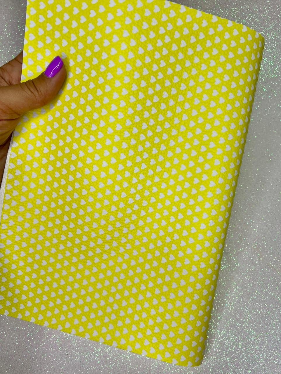 Lonita Estampa (Mini Coração) ArtBless Ref:1227 AMARELO 26x40cm FOLHA