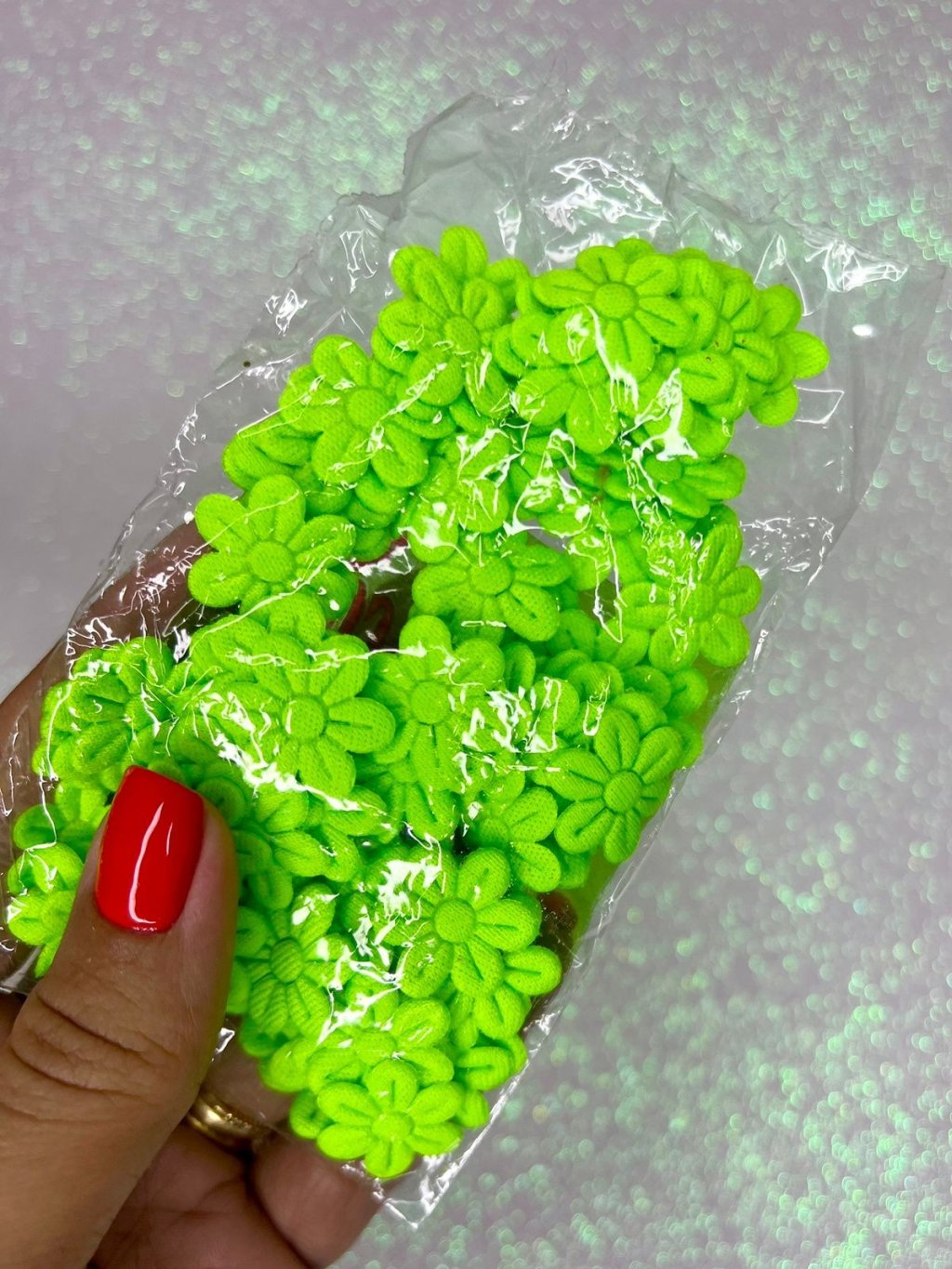 Rosa Tecido Silvano Flores Verde Flúor 100und