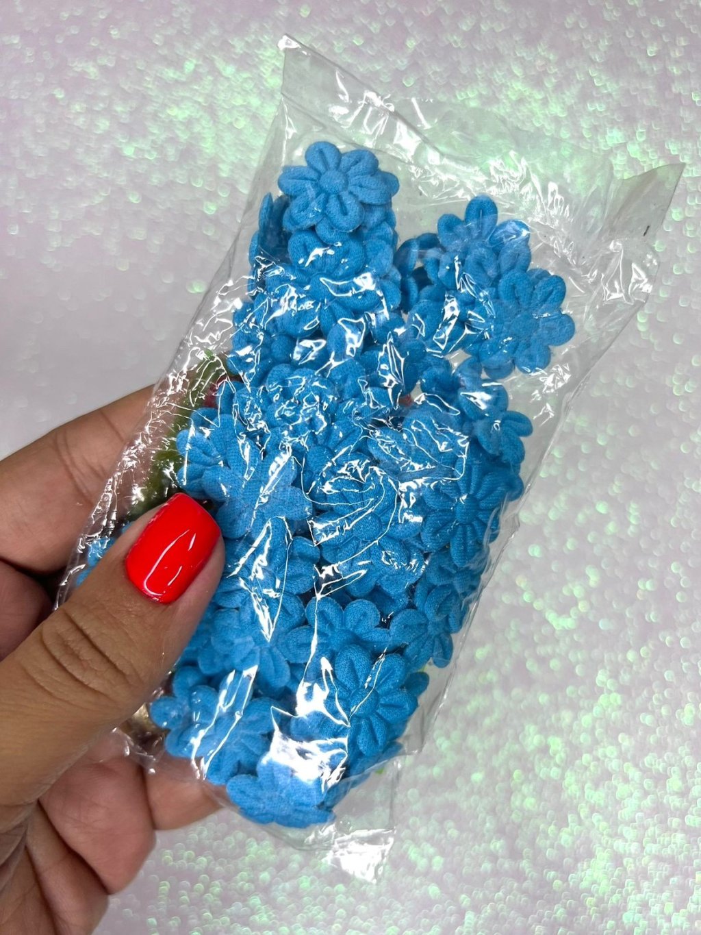 Rosa Tecido Silvano Flores Azul Turquesa 100und