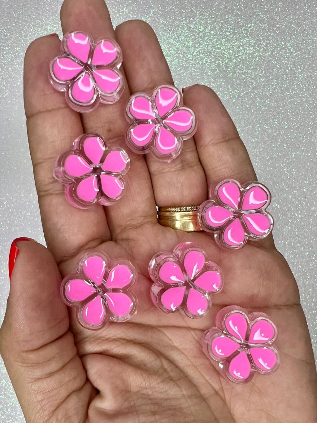 Passante Esmaltado Transparente ROSA Ref:10021 ROSA ESCURO 20mm 05und