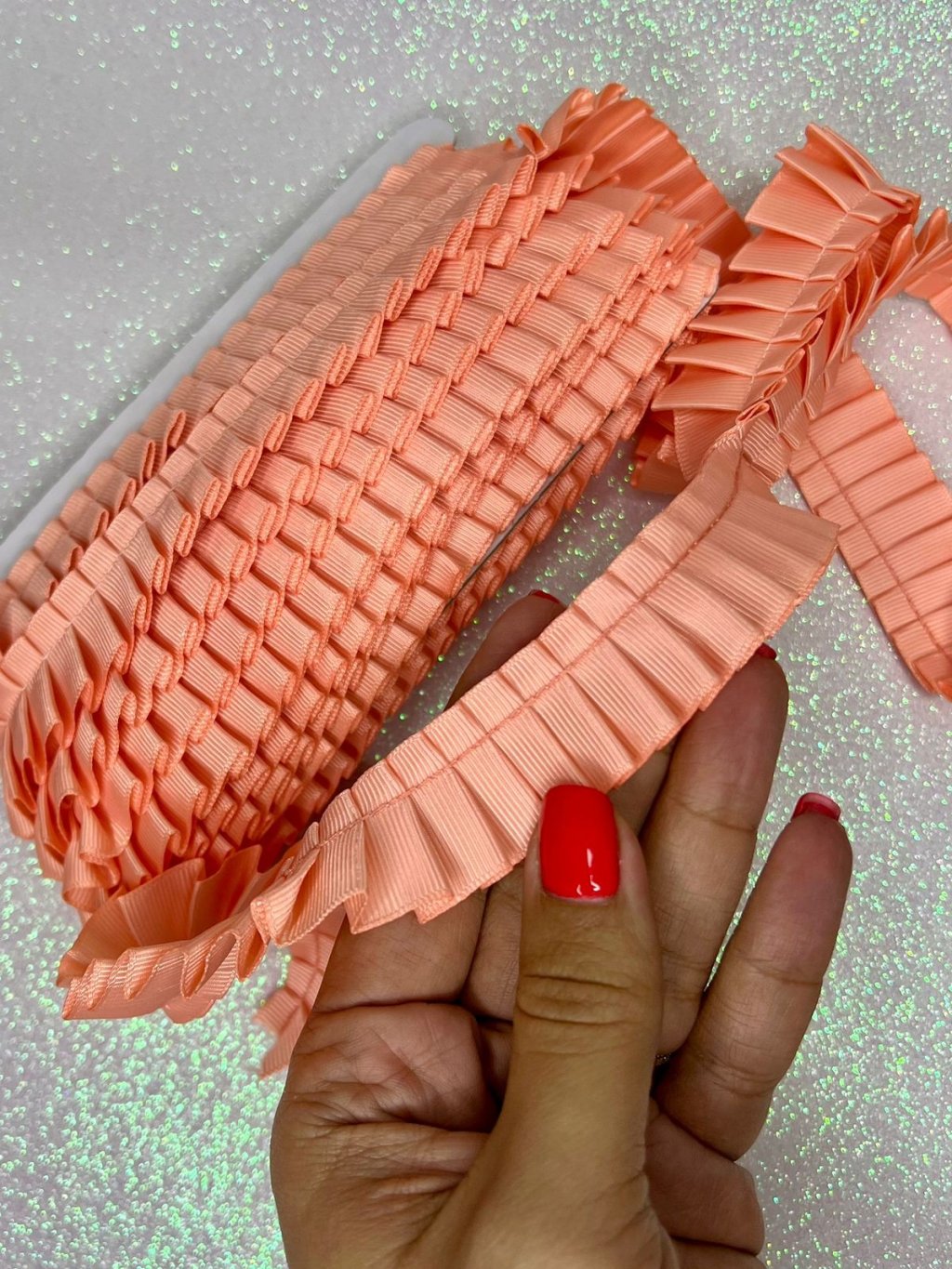 Fita Gorgurão Franzida Art&Montagem Ref:FTD001 Cor23-SALMÃO 25mm 09mt